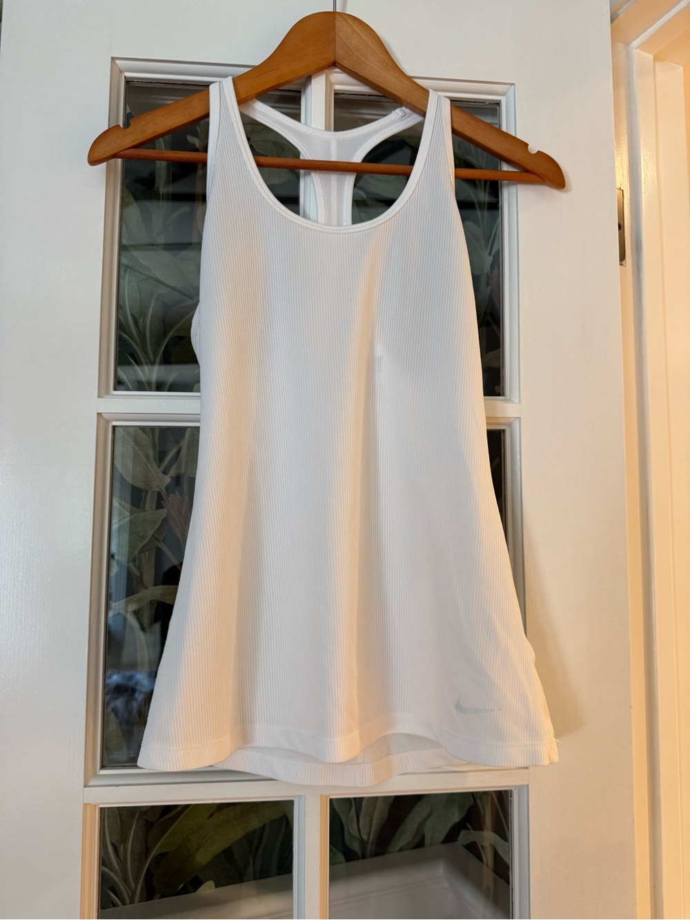 Nike White Ribbed A-Line Racerback Tank
